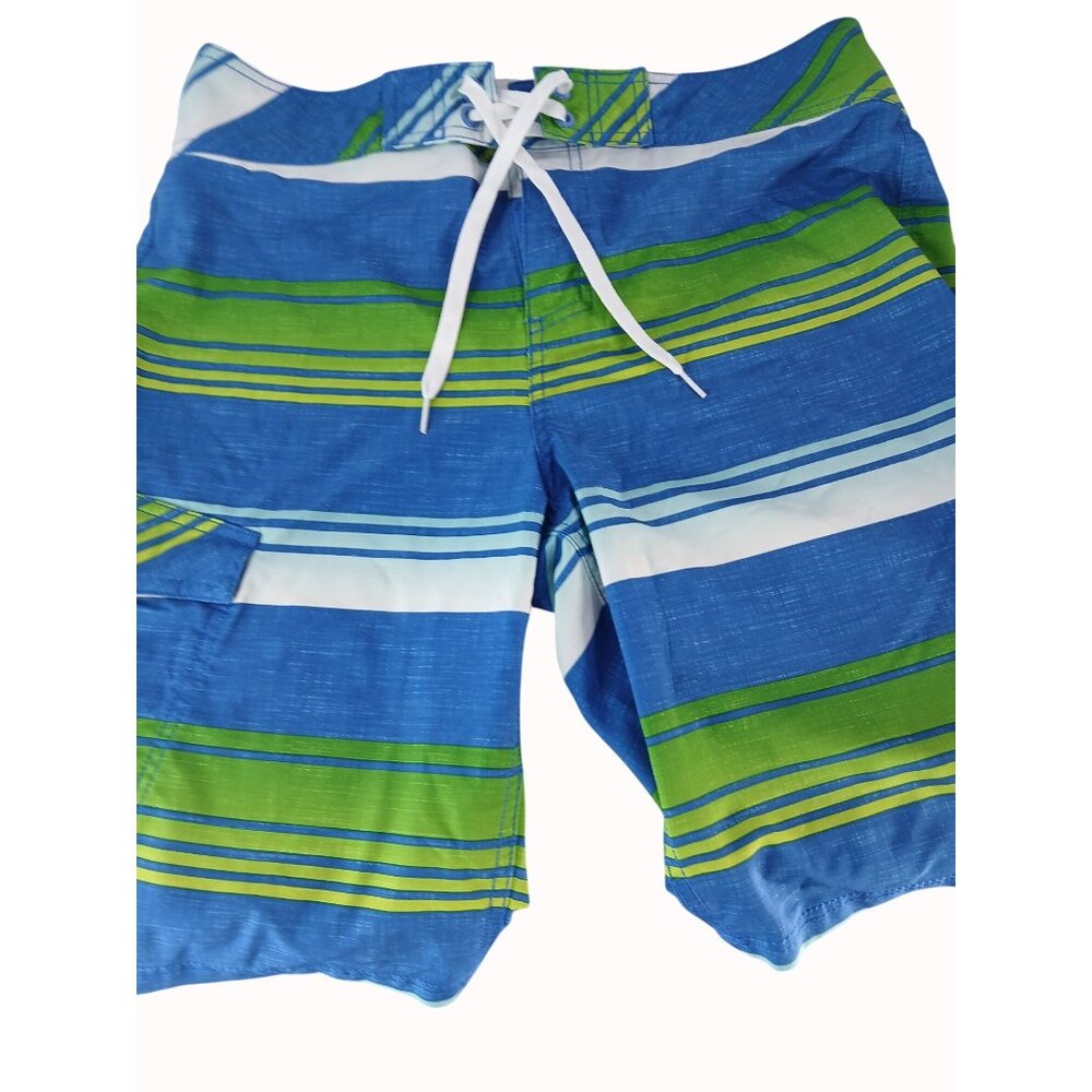 Killer Dana Mens Blue Green Ombre Striped Swim Board Shorts Size 34 Pocket - Picture 10 of 13